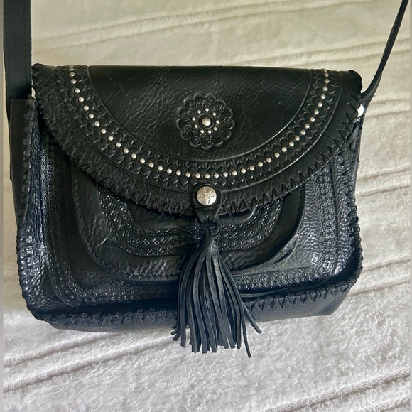 NWOT Patricia Nash Black Leather Hand Tooled Shoulder Bag Crossbody Purse Cover - Picture 7 of 17